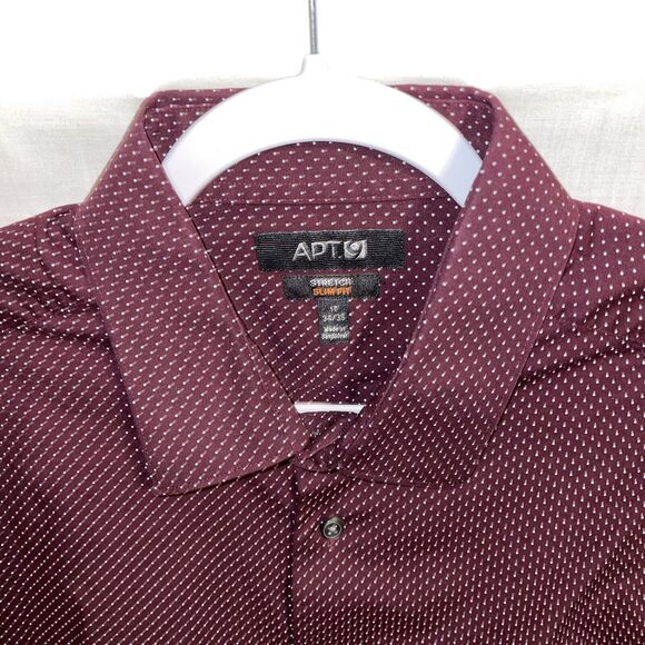 Apt. 9 Dress Shirt Men’s Size Large Purple Dotted Long Sleeve Button Up 17 34/35 - Picture 3 of 12